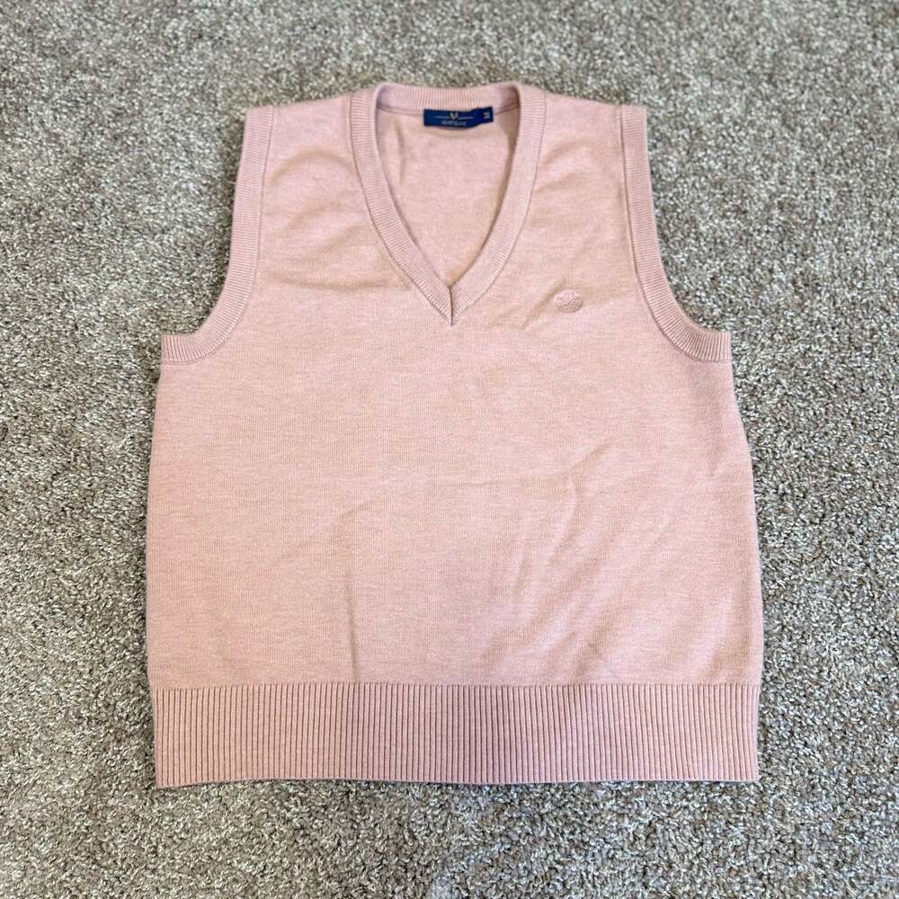 Soft Girl Preppy V Neck Sweater Vest Blush Pink Academia Layering Top M